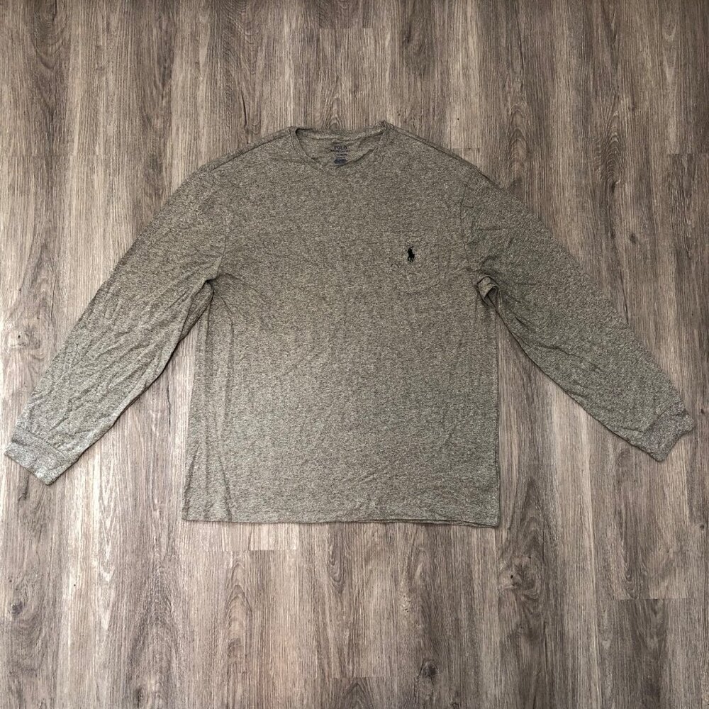 NWT Polo Ralph Lauren Gray Blue Long Sleeve Shirt Men's Size Large 100% Cotton